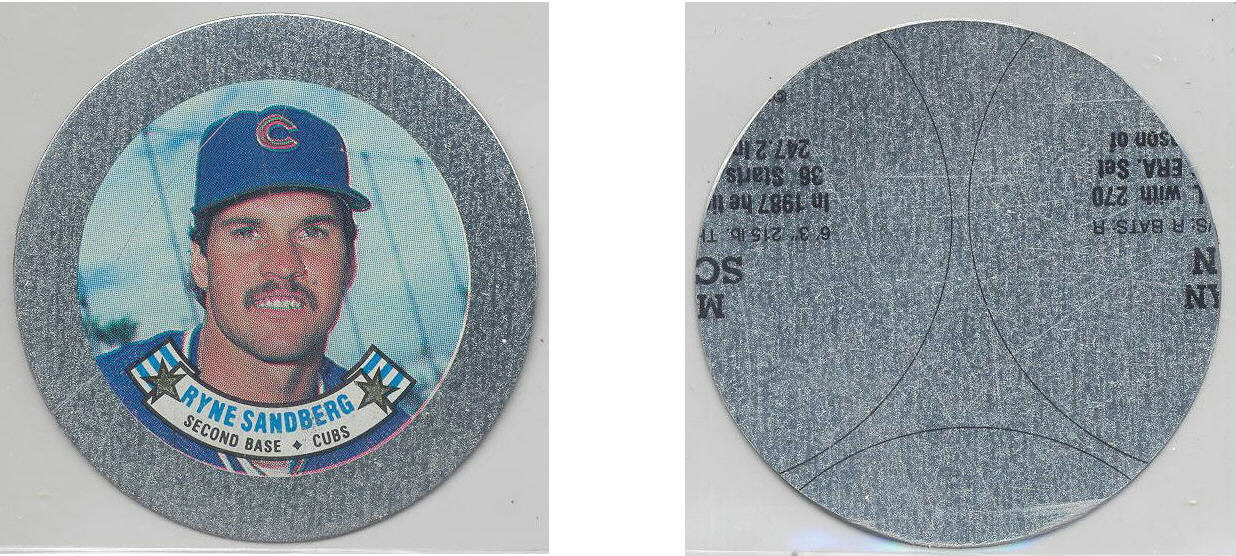 1988 Topps Baseball Coins Metal Proof Discs 052 Ryne Sandberg